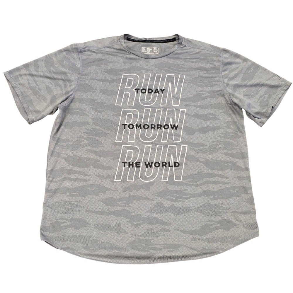 New Balance Running "Run Today Run Tomorrow Run The World" Gray Shirt Men's XL